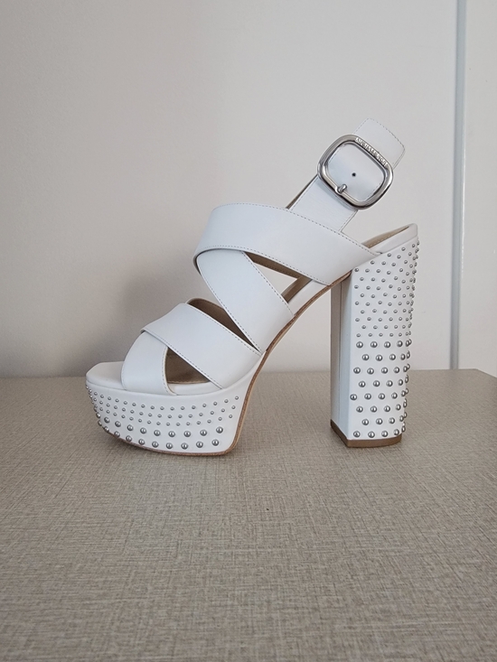 Michael Kors Shoes - Michael Kors Mila Optic White Leather Studded Chunky Platform Sandals - 7M Box